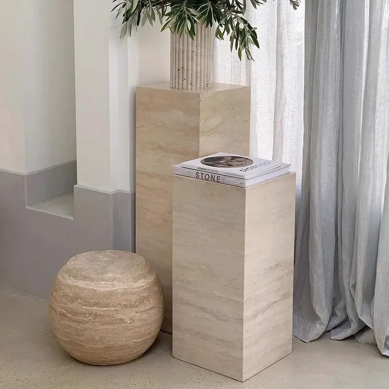Nordic Art Roman column Natural Cave stone Home decoration Vase display Living room sofa Casual side table Bedroom Bedside table