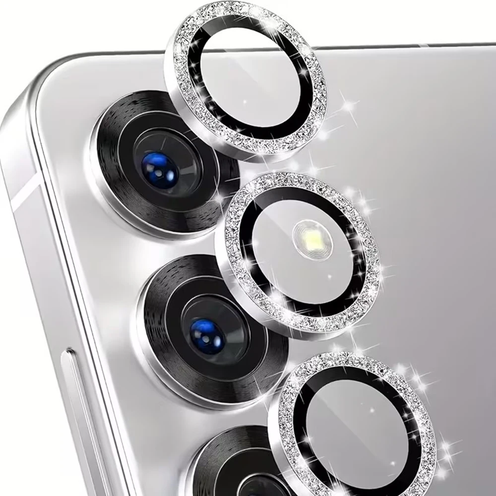 Glitter Camera Ring For Samsung Galaxy S22 S23 S24 Ultra Plus Back Lens Screen Protector Glass Cap Case