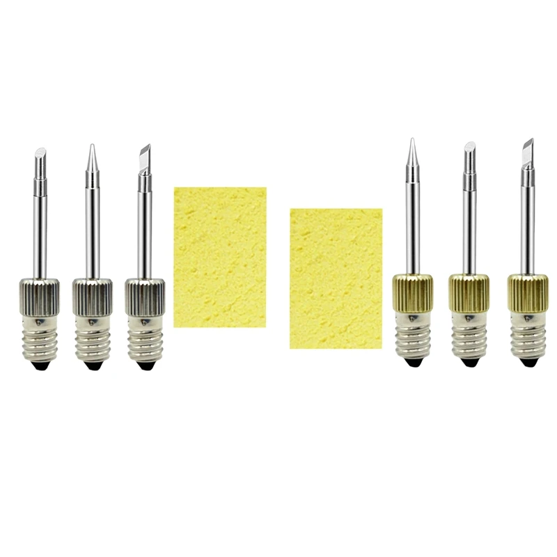 

3PCS Welding Soldering Tips Threaded Soldering Head With Cleaning Sponge Soldering Tips For E10 Interface Tool