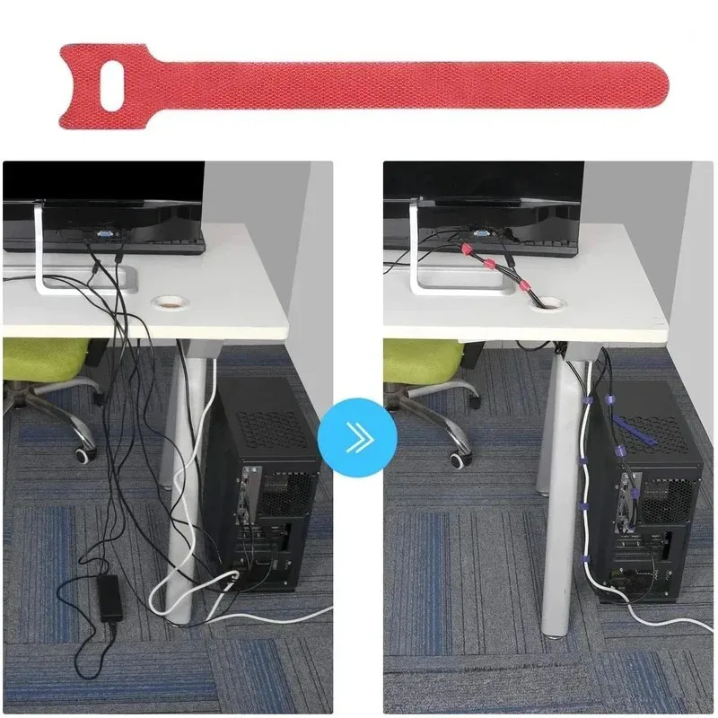 10/30/50pcs Multi-Purpose Fastener Cable Straps Tape Cable Ties Reusable Hook Loop Strips Wire Ties Cables Organizer Cord Wraps
