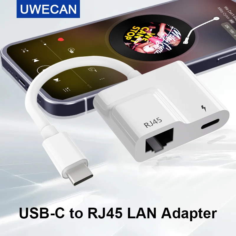 USB Type C to RJ45 Ethernet Lan Adapter/Cable Cord iPad USB C OTG 3.5mm Aux Audio Adapter/Card Reader/Connector Support PD 60W