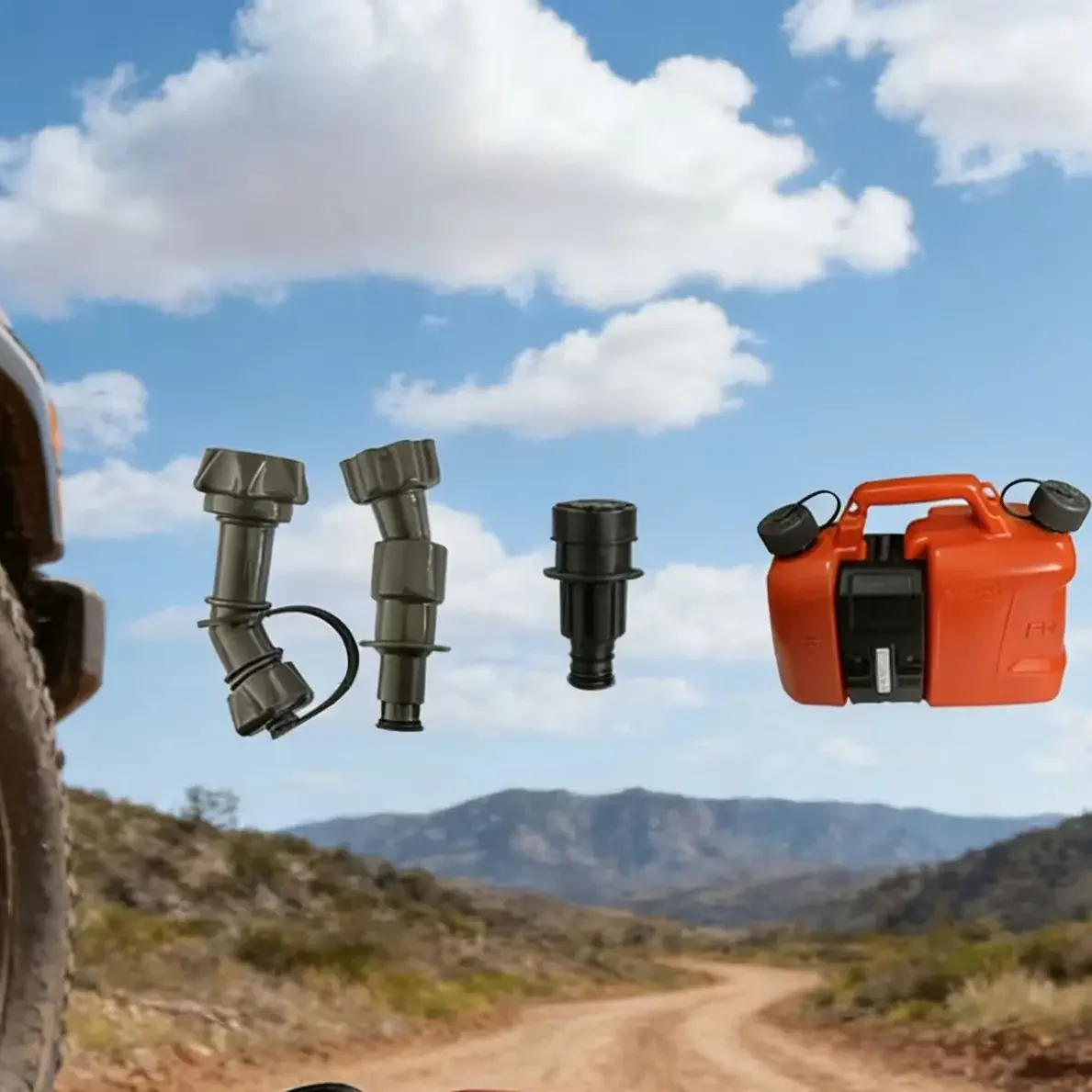 Chainsaw Refueling Container With Spill Proof Smart Control Spout And Compatible Extender For Efficient Fuel And Oil Transfer