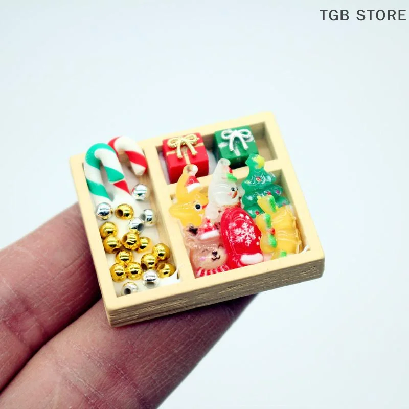 1 Set Colourful Christmas Candy Mini Hanging Tree Model Dollhouse Gift Box Miniatures Holiday Decoration Doll Accessories