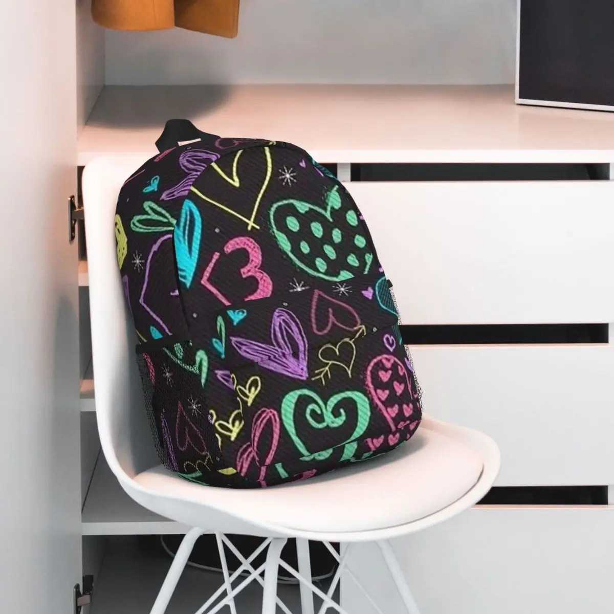 

Colorful Heart Pattern Backpack Student BookBag Kids School Bag Computer Shoulder Bags for Men Women
