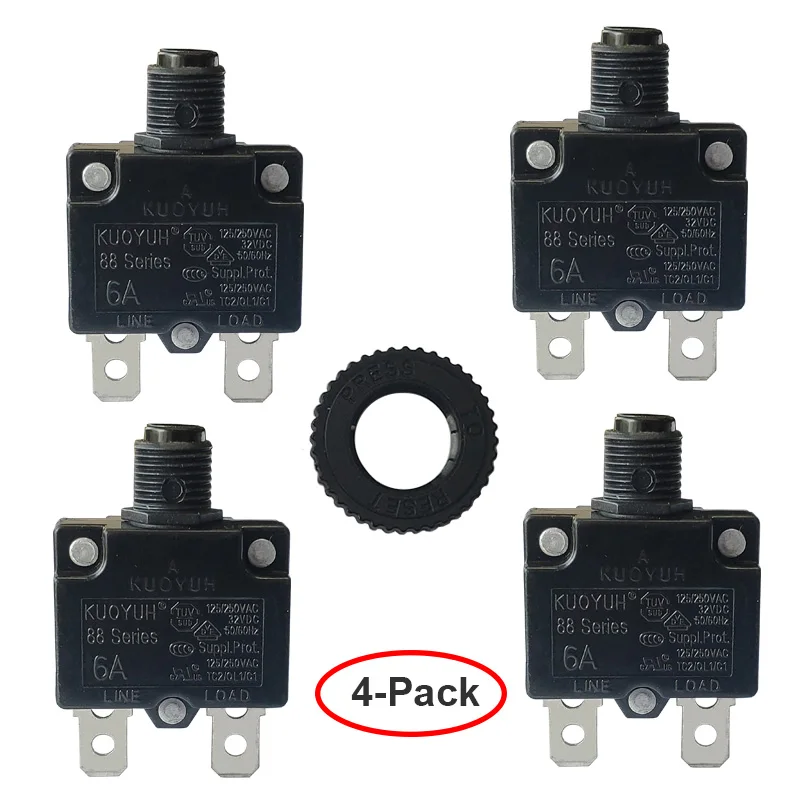 

4 PSC KUOYUH 88 Series 3A 5A 6A 7A 8A 9A 10A 12A 15A Circuit Breaker Switch Over Current Protector