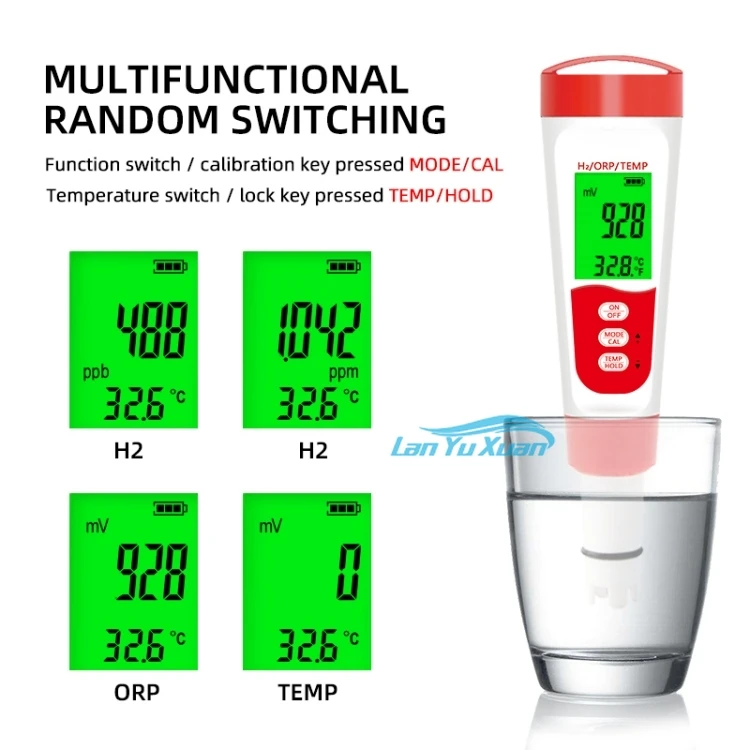 Digital 3 em 1 Água Tester, H2 ORP TEMP Meter, 2 pcs