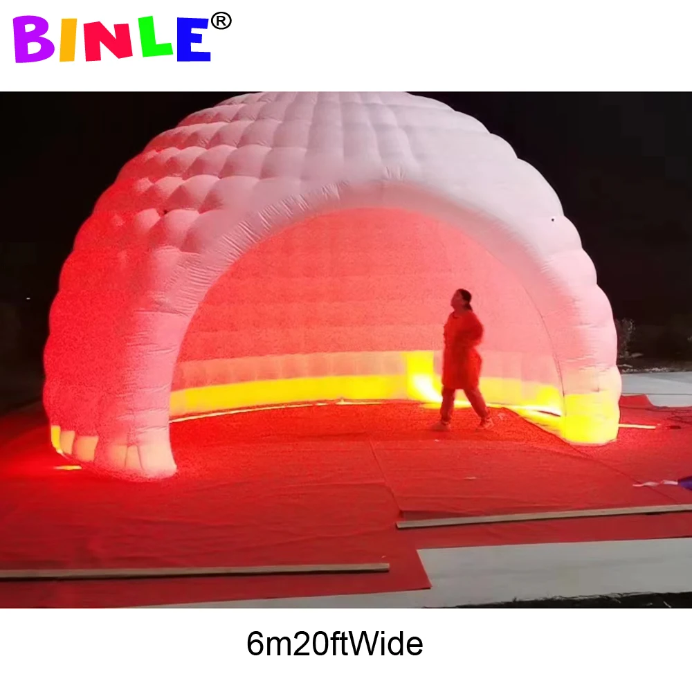 Cúpula de aire inflable promocional con luces Led, iglú blanco, tienda de escenario para Pub de boda, feria comercial