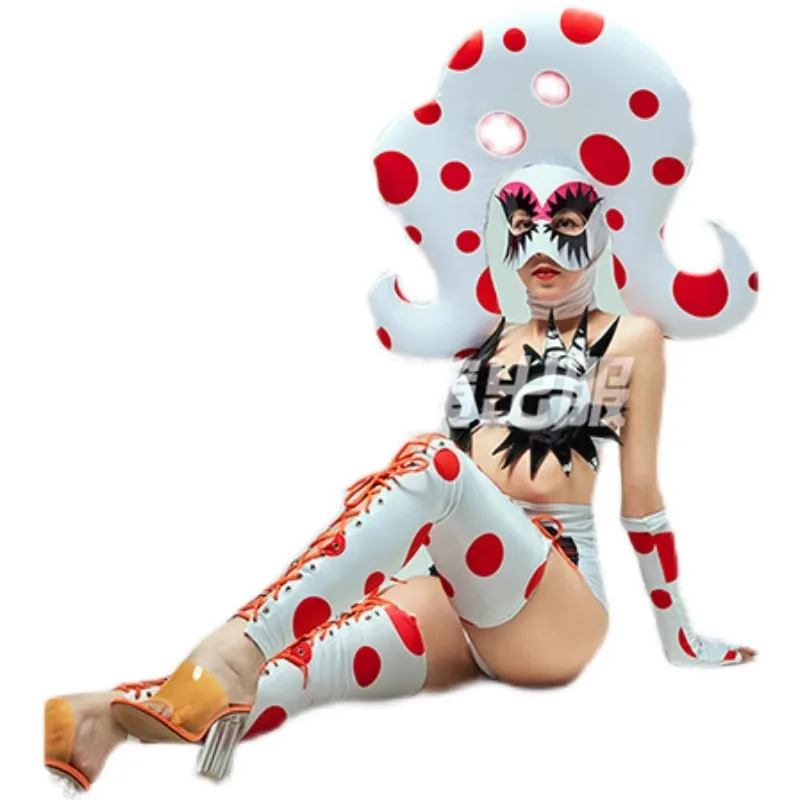 

Hallowen Party Costume Sexy women gogo nighclub bar clown show outfit big headgear performance cloth