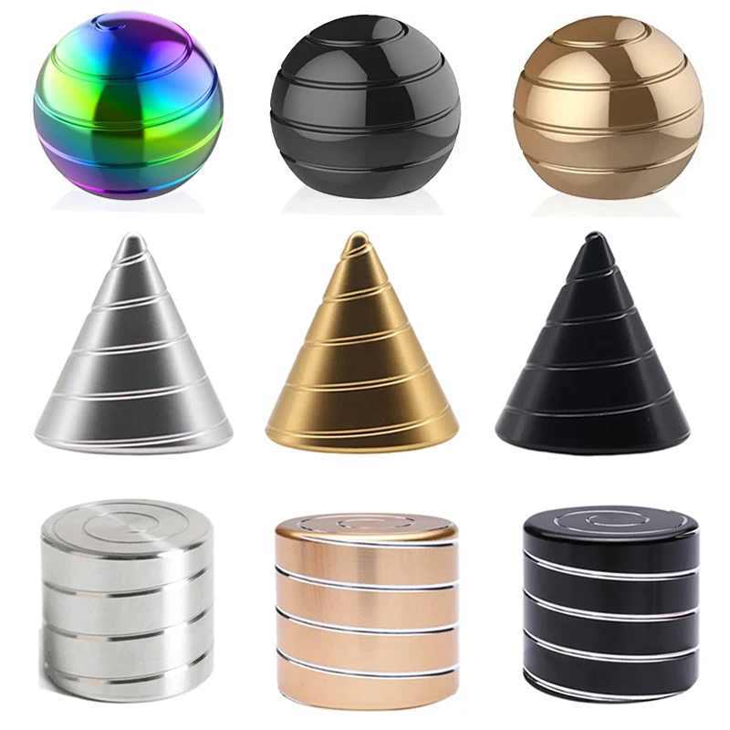 Kinetic Desk Toy Spinner Optical Illusion Metal Fidget Spinning Ball Large Size ADHD Anxiety Stress Relief Toys For Adults Kids