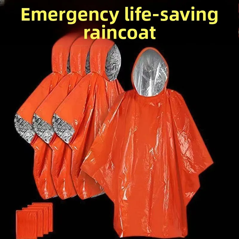 Outdoor cold-proof thermal emergency blanket  portable raincoatpeAluminum film poncho for  insulation and home emergency use