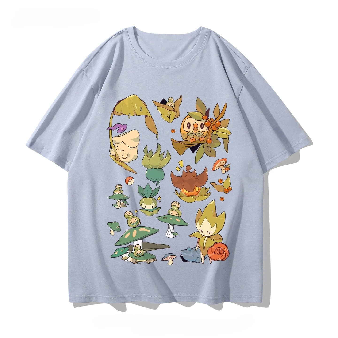 Pok É Mon Pok É Mon Merchandise Mystery Q Geng Gui Clothing Pure Cotton Round Neck T-shirt Summer Short Sleeved Student view 3