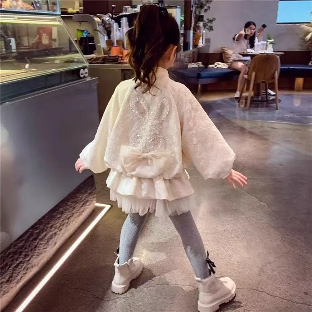 Girls' Jacket Spring and Autumn New Style Western Children's Baseball Jacket Girls' Splicing Mesh Princess Coat 110-150CM 5