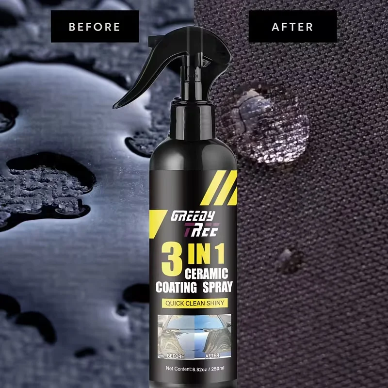 250ml 3-in-1 Car Ceramic Coating Spray by Greedy Tree - Quick Clean, Shine & Protection