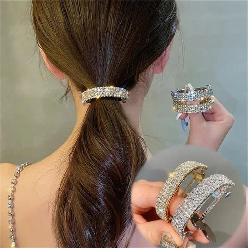 Fashion Girl Rhinestone Metal Hair Clips Women Hair Barrettes Ponytail Clip Female Hair Accessories Hairpin Girl Hair Claw