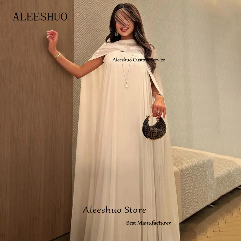 Aleeshuo Elegant Chiffon A-Line Prom Dress Pleated Sleeveless Illusion Strapless Evening Dress Floor-Length Dress Customized