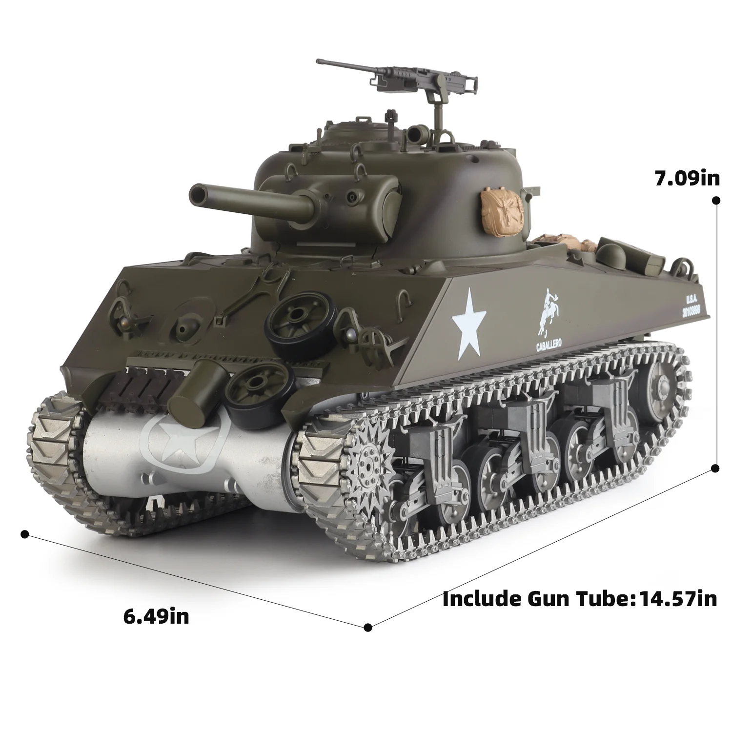 Heng Long RC Tanks 1/16 Американский танк M4A3 Sherman Модель 3898 (TK7.0 и 2,4 ГГц) Металлическое шасси и телескопический корпус) (300 ° Поворотная башня