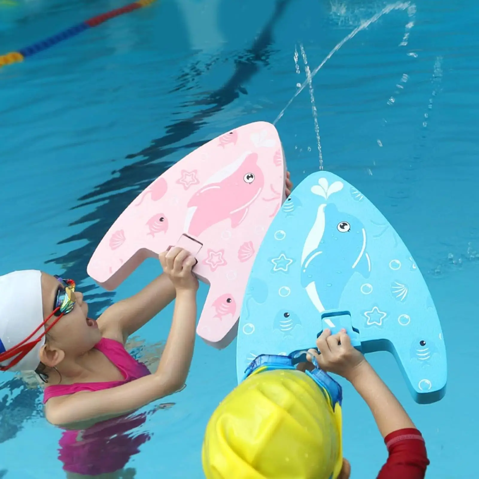 Kids Swim Float Board With Pull-out Water Squirter Swimming Training Aid for Boys Girls Children Teens Family Pool Pond Lake