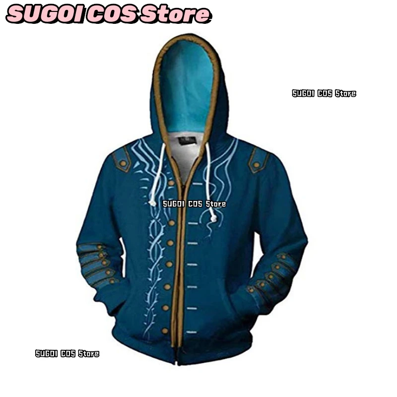 DMC 3 Dante Cosplay Hoodie Sweatershirt Costume Unisex Outfit Hoodies Anime Dante Causal Zipper Jacket Role-playing Coat Costume - Image 6