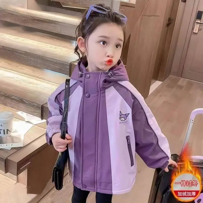 الفتيات الاطفال معطف الشتاء 2025 الكرتون Kuromi جاكيت من الصوف الأطفال الشتاء مبطن سميكة سترة قطن الأطفال القمم الدافئة #2