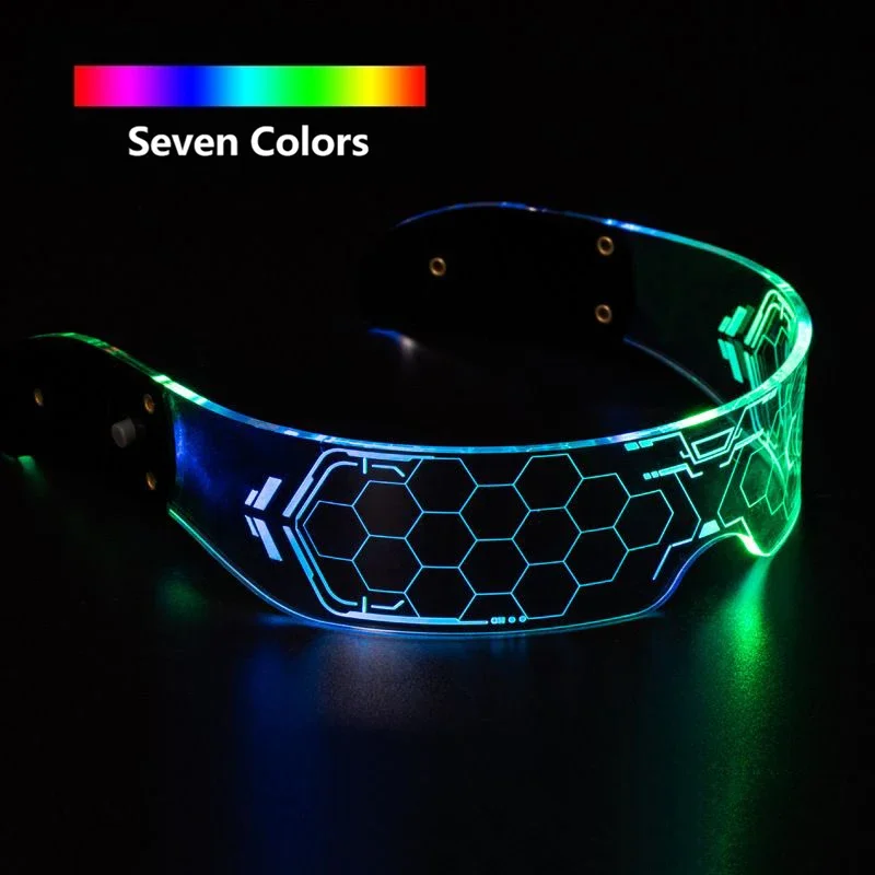 1PC Neon Party LED Luminous Glasses LED Glasses Wire Light Up Visor Eyeglasses Bar Grow Goggles for Halloween Christmas Festive