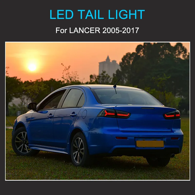 1 Pair LED Tail light Assembly For LANCER EVO EX 2005-2017 Tail Lights Plug and Play with LED Dynamic Turning Rear Tail Lamps