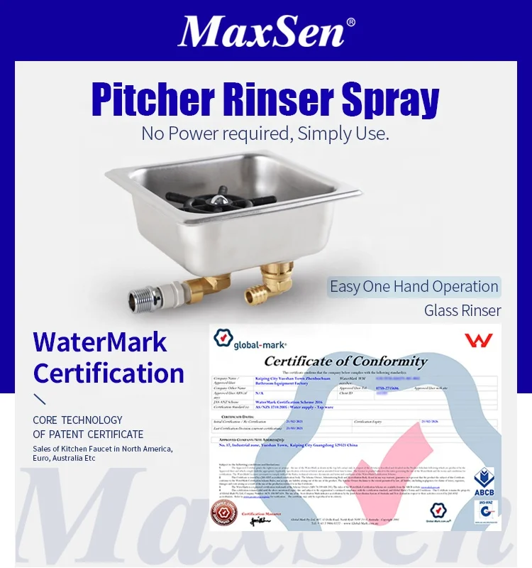 Commercial Automatic Beer Bar Glass Rinser Stainless Steel Bottle Pitcher Jug Cup Glass Rinser for Kitchen Sinks