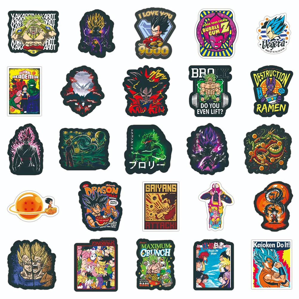 10/30/50/100pcs Japanese Anime Dragon Ball Graffiti Stickers for Kids Toy Waterproof Graffiti Luggage Laptop Car Cartoon Sticker