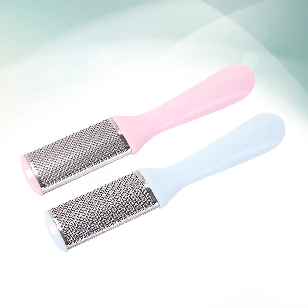 2 قطعة من مبرد القدم من الفولاذ المقاوم للصدأ مزيل مزدوج الجانب ولوح فرك للبالغين وإزالة مسامير القدم من الجلد الميت