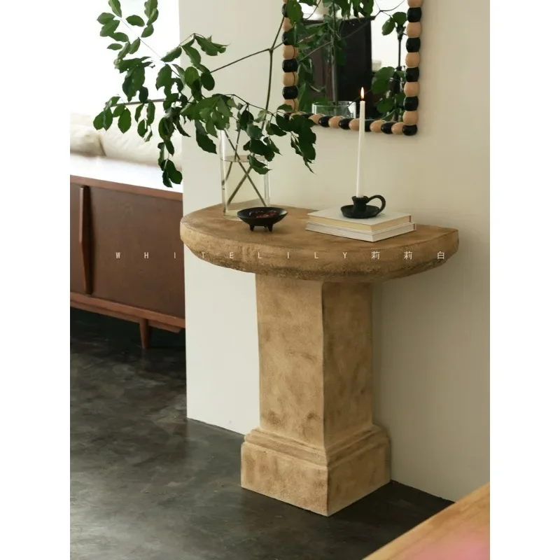 #Lily White Wabi Silent Wind Retro Narrow Entrance Terrace Homestay Decoration Case Desk Living Room Semicircle Designer Entranc