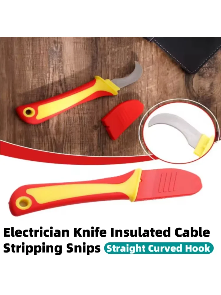 Electrician Knife Insulated Cable Stripping Snips Straight Curved Hook Fixed Blade Knife Wire Stripper Peeling Hand Tools
