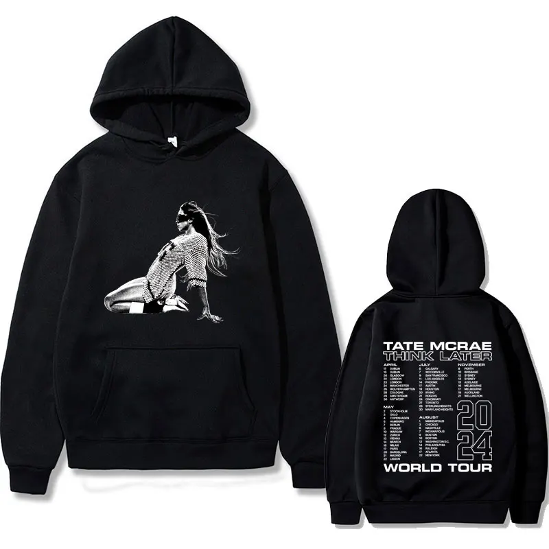 

Singer Tate Mcrae Think Later World Tour Graphic Hoodie Male Fashion Vintage Pullover Hoodies Men Women Casual Fleece Sweasthirt