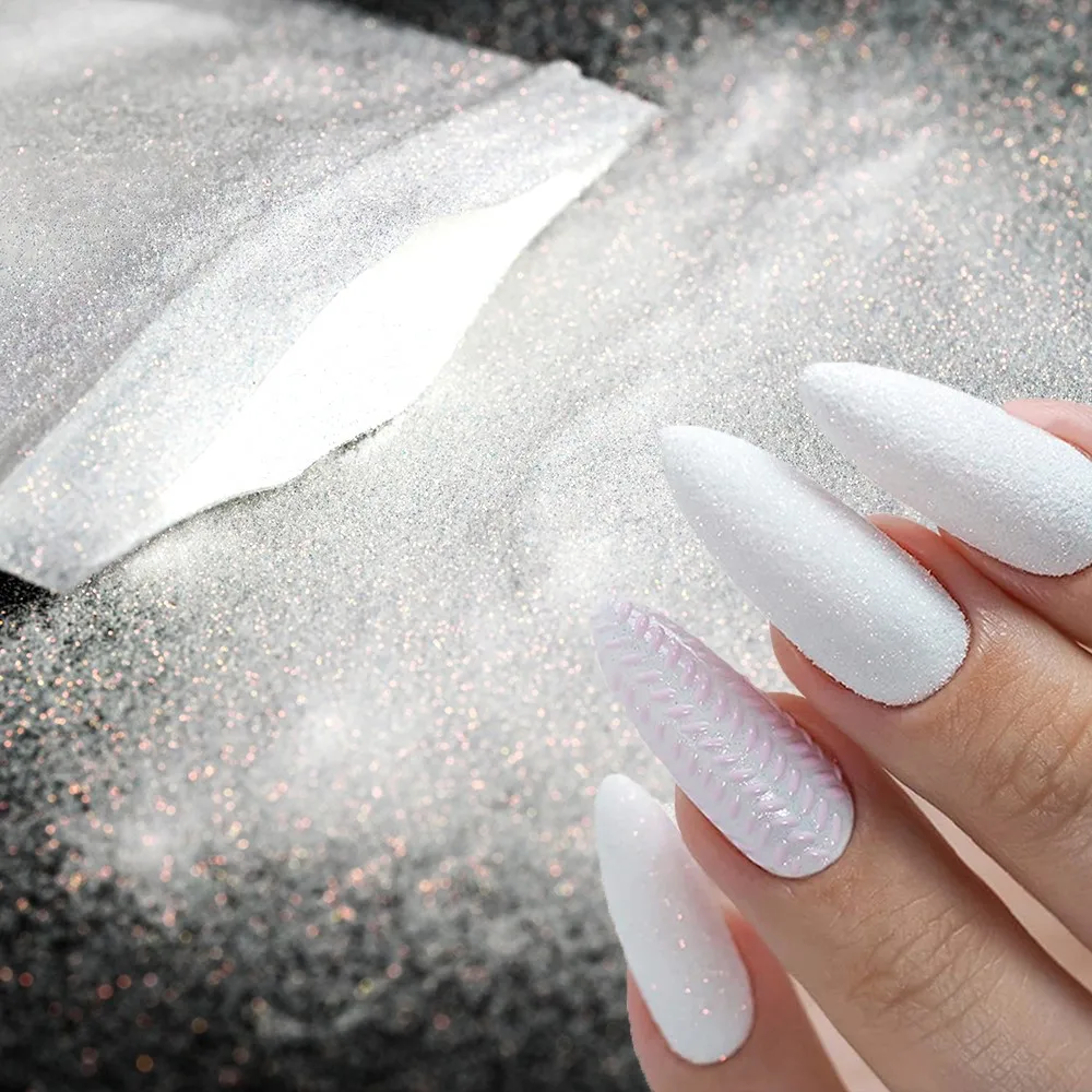 1 Bag White Iridescent Opalescent Ultra Fine Glitter Dust 0.1mm Laser Shiny Shimmer Powder Holographic Nail Art Glitter #Net 10g