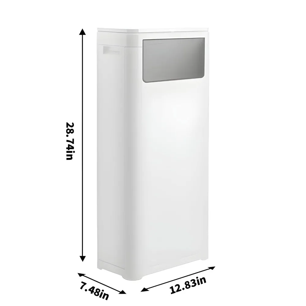 Trash Can with Lid, Large Tall 8 Gallon Commercial Trash Can, Plastic Waste Bin with Press top Lid, White Garbage Can S