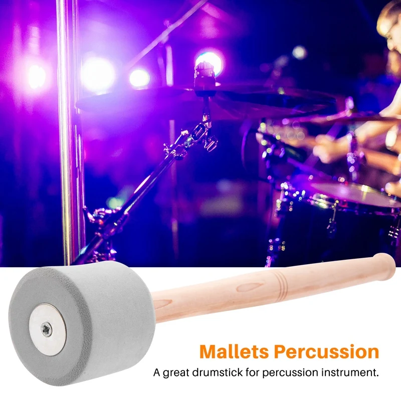 

ABUE-4Pcs Bass Drum Mallets Sticks Mallets Foam Head Drum Mallets For Marching Band Percussion