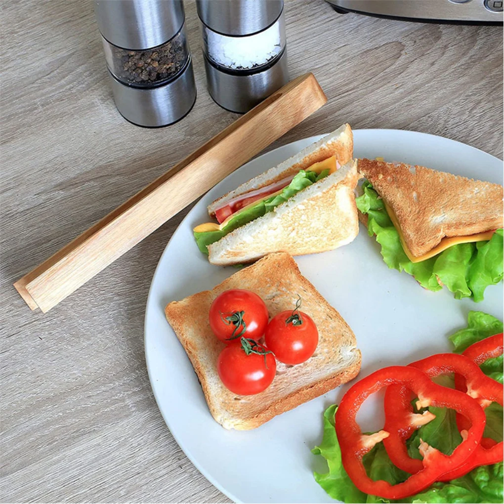 ไม้ไผ่เครื่องปิ้งขนมปังแหนบแม่เหล็กรอบการออกแบบหัว Reusable ทำความสะอาดง่ายเครื่องมือทำครัวข...