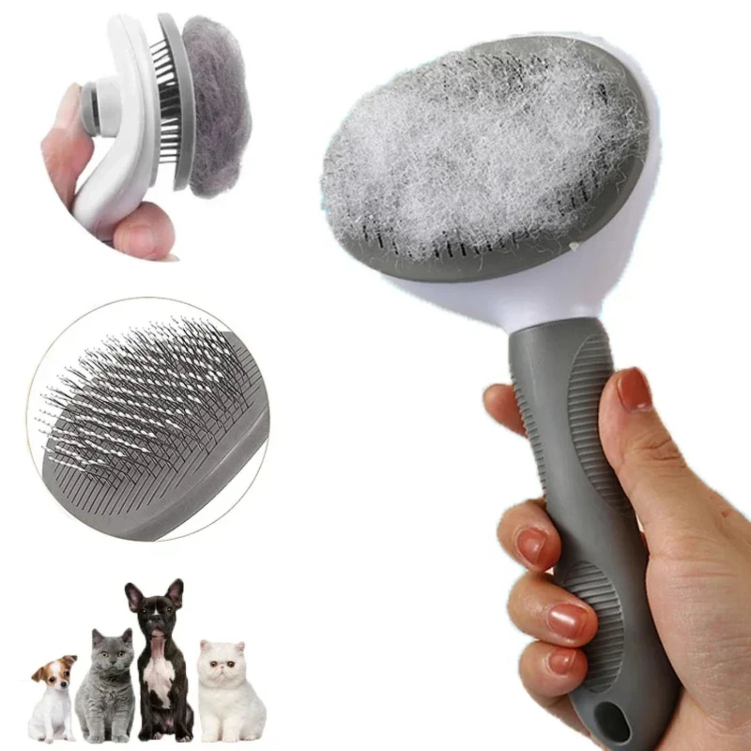 Gentle and Effective Essential Stainless Steel Pet Grooming Brush - Ideal Tool for Shedding Dogs and Cats - Provides Relaxing Ma