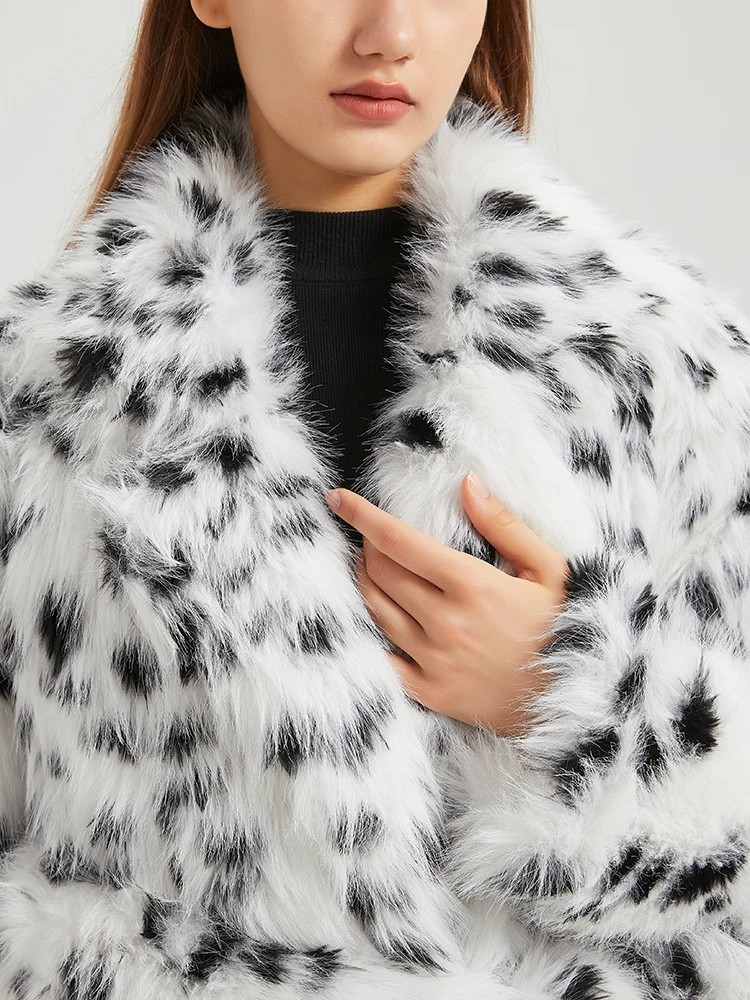 Lautaro Winter Long Warm Thick Warm Shaggy Colorful Leopard Print Faux Fur Coat Women Loose Luxury Designer Clothing Women 2024