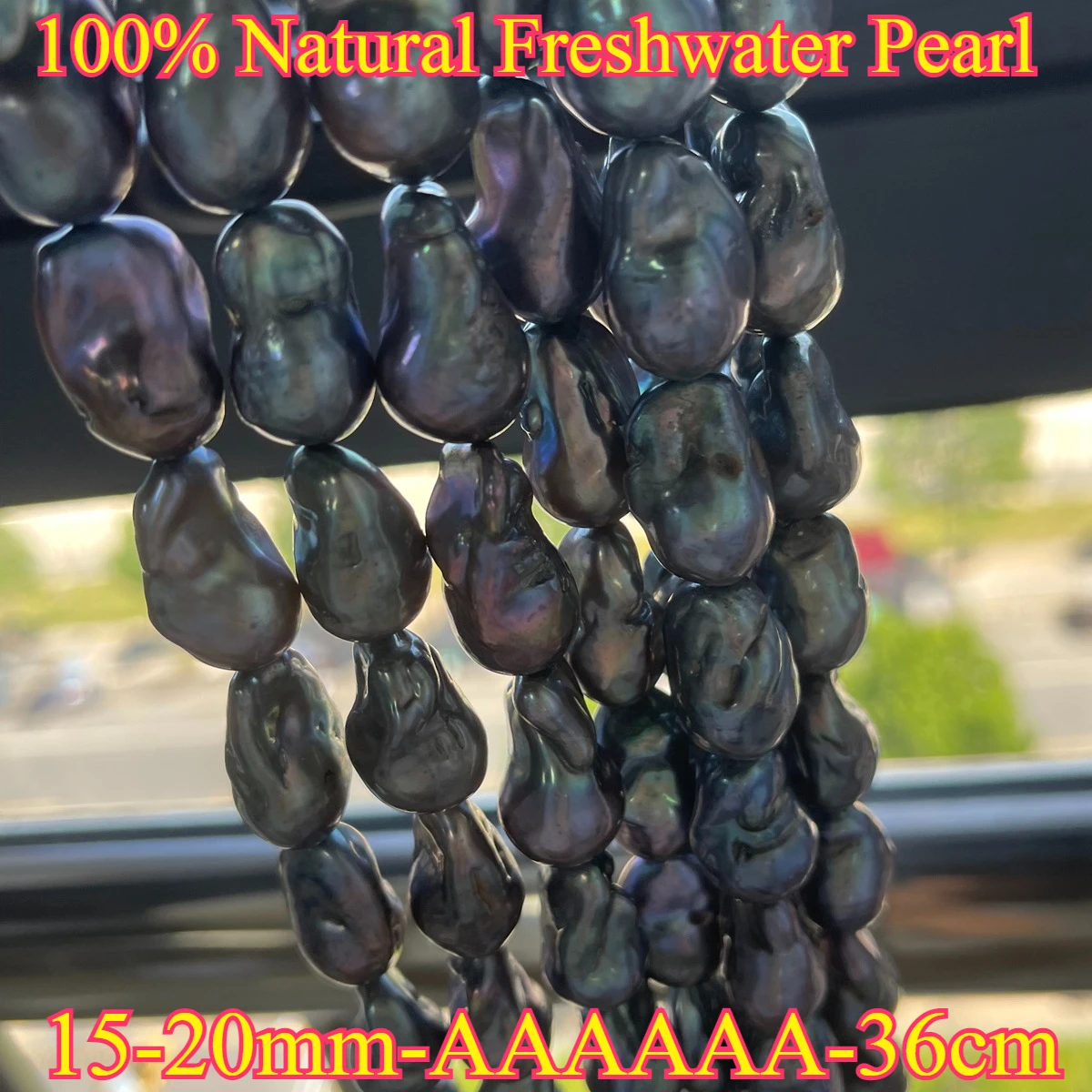 

15-20mm 6A Natural Freshwater Pearl Black Baroque Extreme Fishtail Bead Jewelry Make Gift DIY Necklace Bracelet Women Wedding