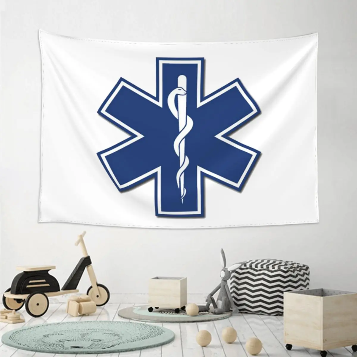 EMT Star Of Life Emergency Medical Tapestry Art Wall Hanging Aesthetic Home Decor Tapestries for Living Room Bedroom Dorm Room