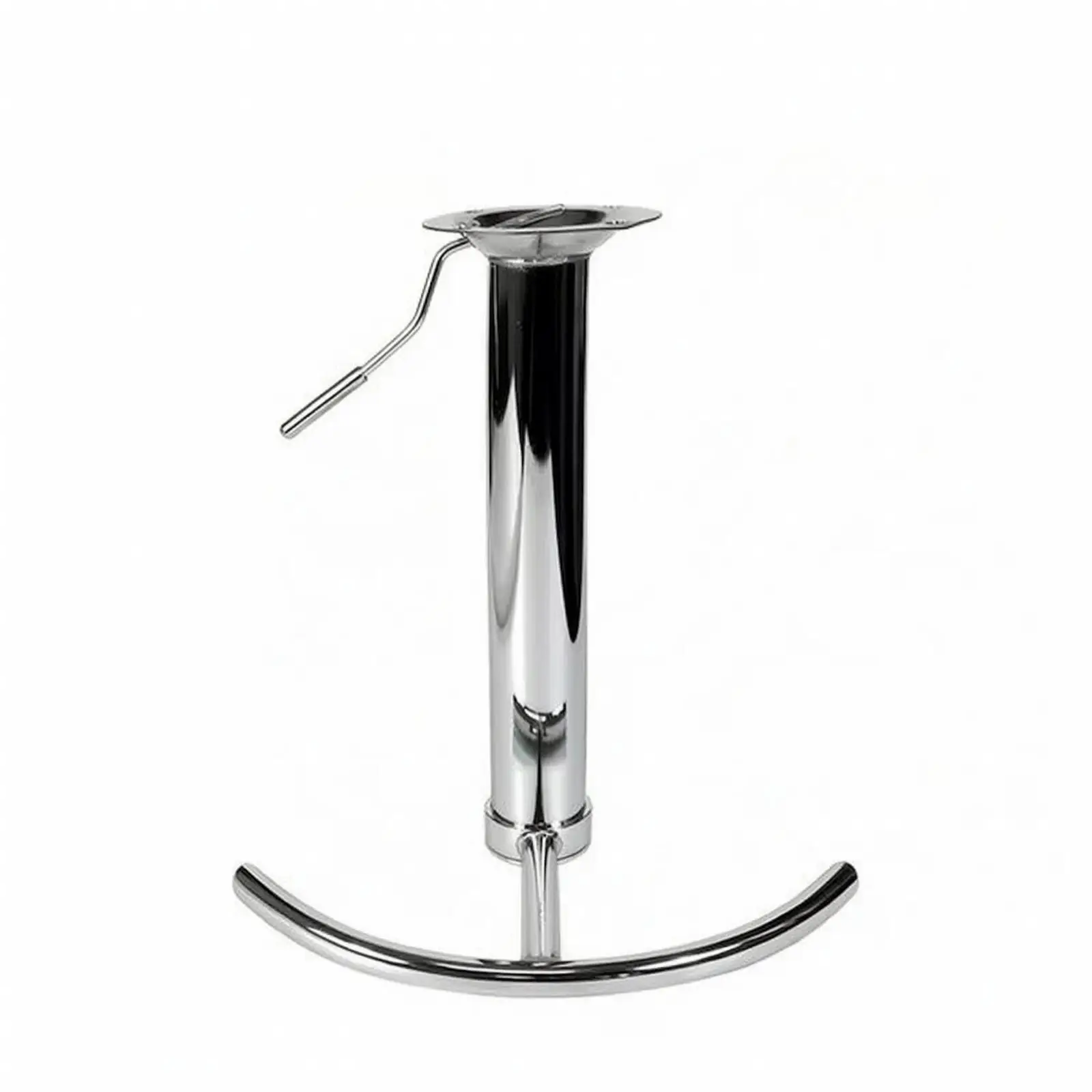 Bar Stool Base with Footrest | Round Top Mounting Plate, Polished Silver Finish, for Cafe