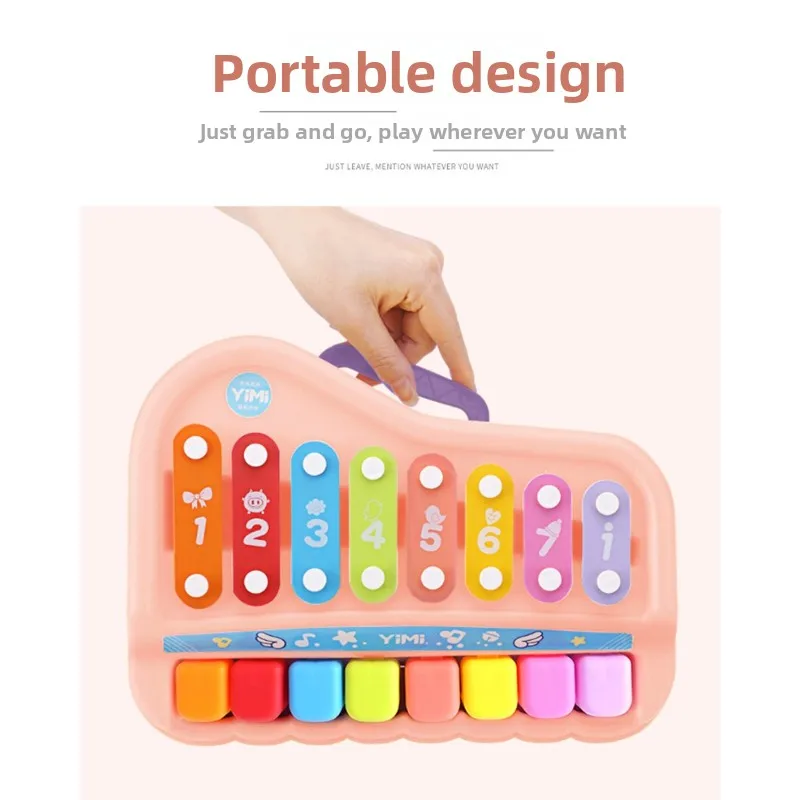 Piano de xilófono de 8 notas, juguete Musical educativo 2 en 1 para edades tempranas con mazos para bebés y niños pequeños, instrumento de aprendizaje Montessori para niñas