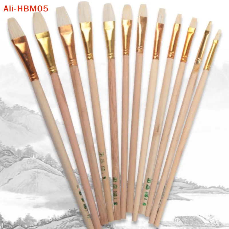 (HB05)12pc Pottery Art Wool Brush Set for Ceramic Glaze/painting Coloring Watercolor