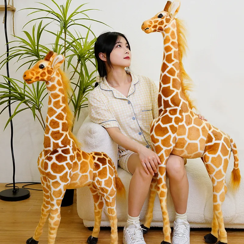 50-120cm Giant Simulation Giraffe Plush Toy Large Size Real Life Stuffed Animals Plushies Pillow Dolls Soft Kids Toys Home Decor