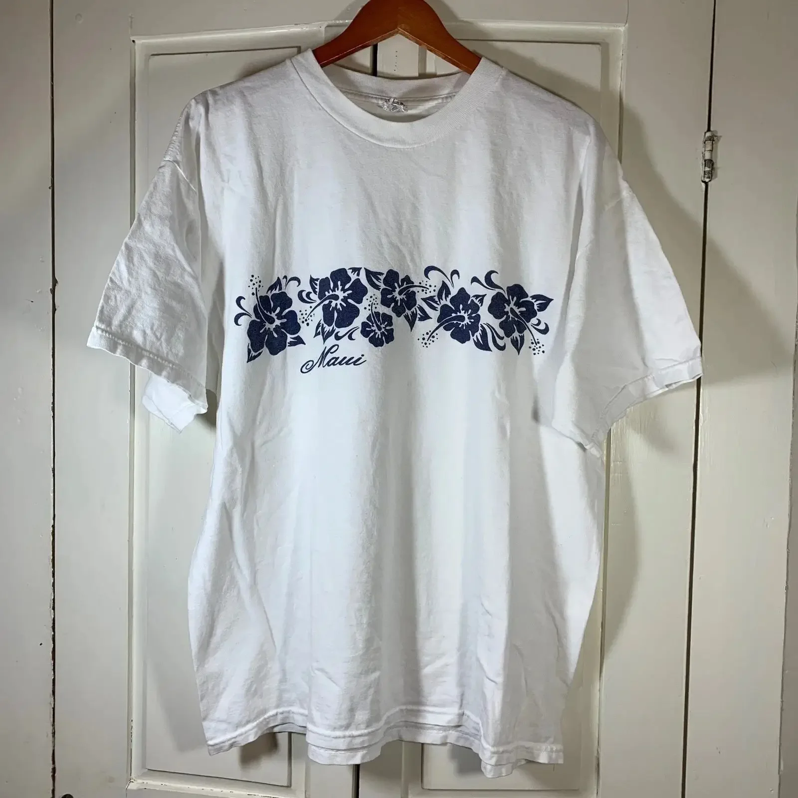 Maui Hawaii Hibiskus Blumen Grafik T Shirt weiß XL SS Travel Alstyle LESEN vintage Washed designer clothes Stylish Versatile