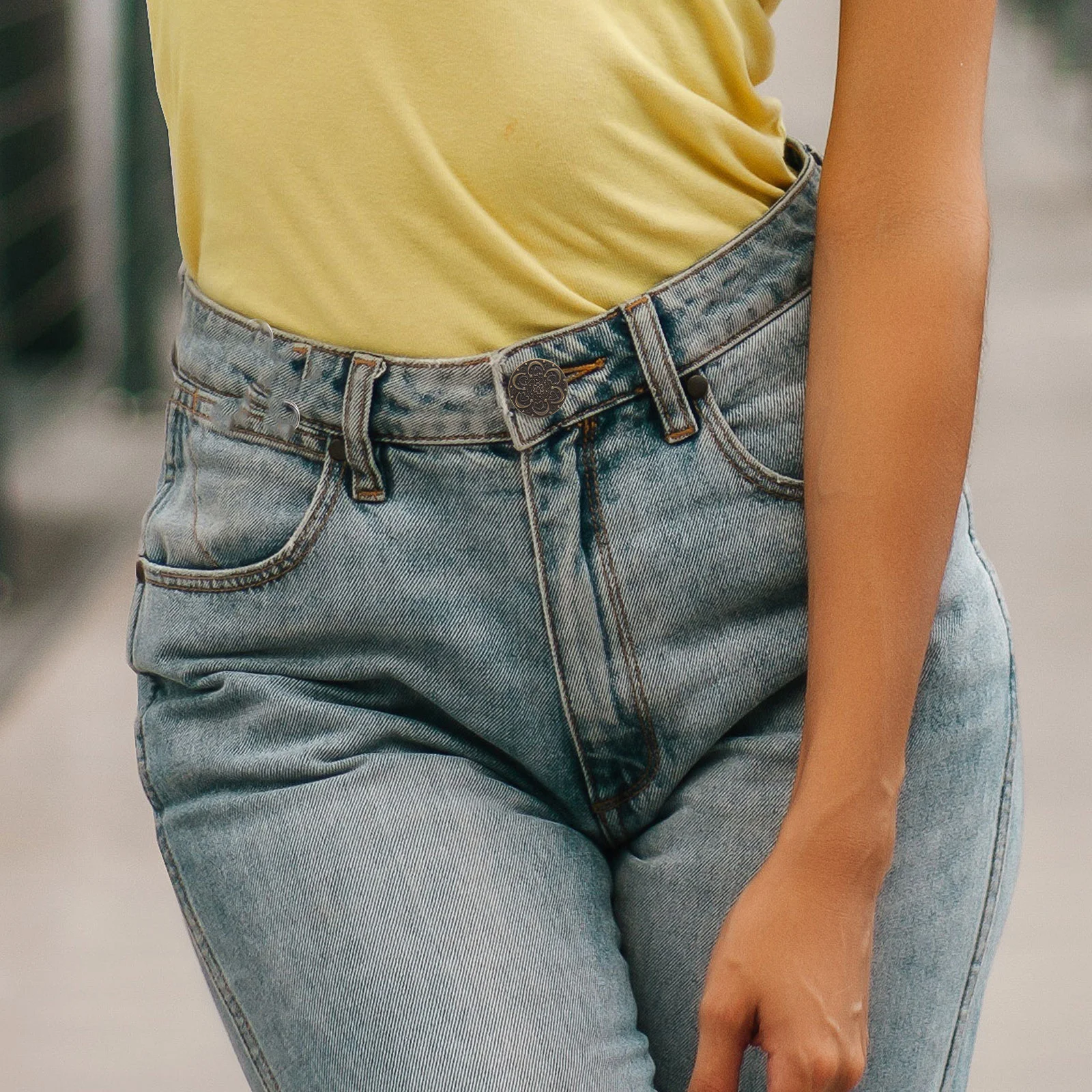 

12Pcs Thin Waist Buttons Metal Safety Clips for Jeans T-Shirts Fashionable Accessory Fits Formal Casual Outfits