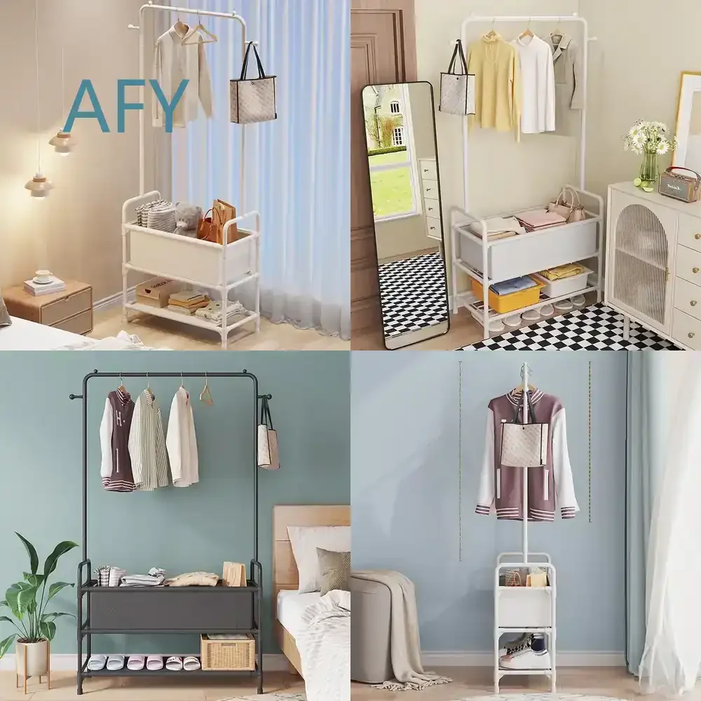 Simple Floor-to-Ceiling Coat Rack for Bedroom Living Room Modern Furniture Wall Mounted Clothing Organizer Space Saving