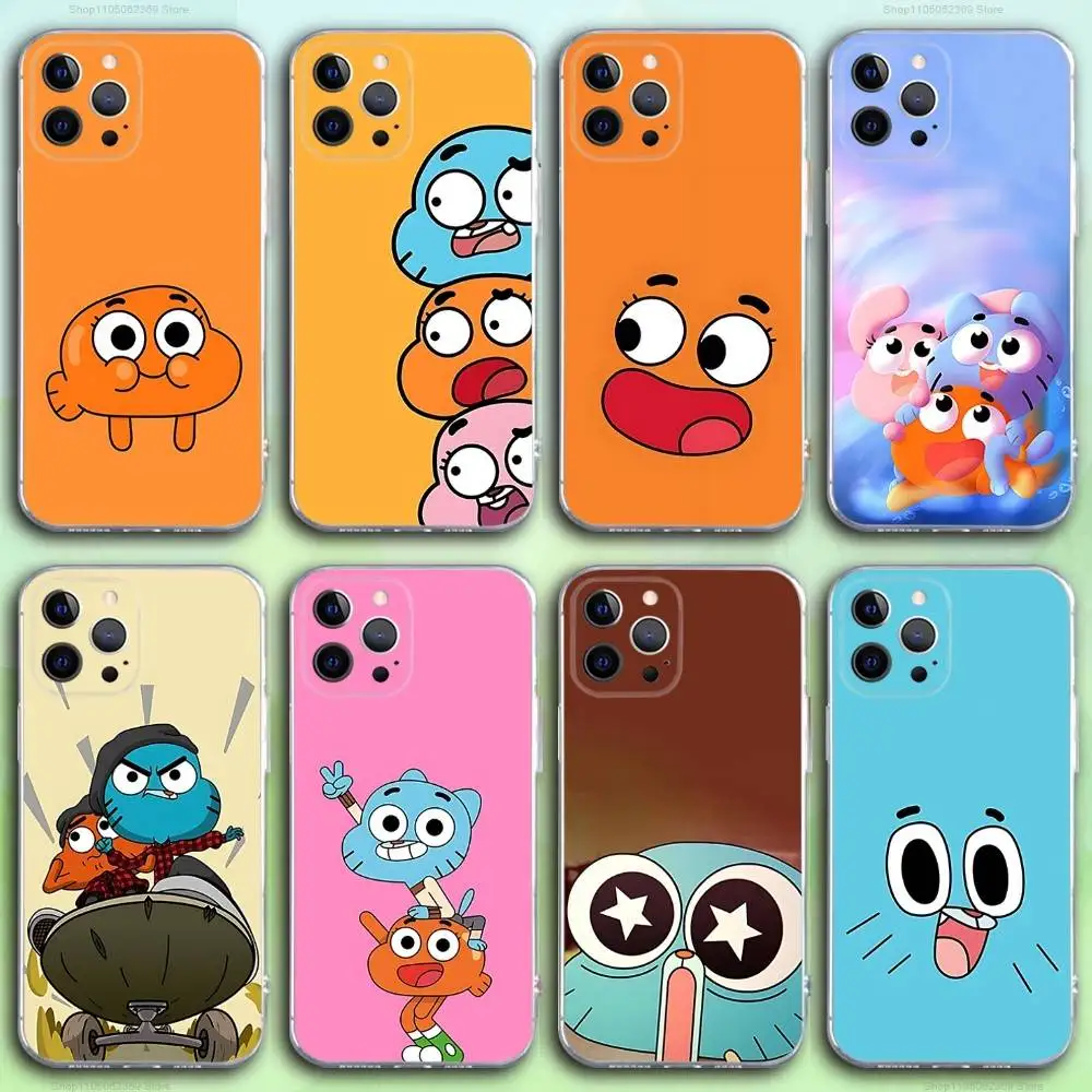 

A-Amazing World Gumball Phone Case For iPhone 16,15,14,13,12,11 Pro,Max,Plus,X,XS,XR,SE4,E Mini Transparent Soft Cover