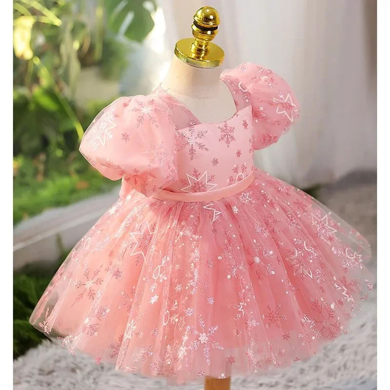 

Baby Girl Dress Sequin Lace 1 Year Birthday Princess Party Wedding Dress Lace Christening Gown Baby Pink Tulle Baptism Vestidos