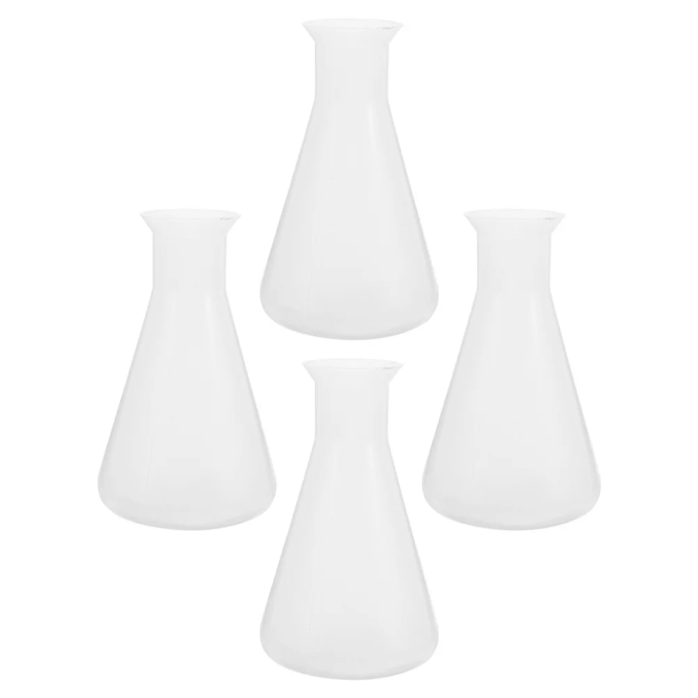 

4 Pcs Flask Replacement Clear Scale Plastic Conical Lab Beakers Boiling Wide Mouth Laboratory Transparent Disguised