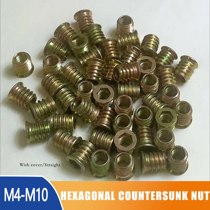 10-100pc M4 M5 M6 M8 M10 Thread Allen Hexagon Hex Socket Head Wood Furniture Cabinet Bed Embedded Insert Nut E-Nut Length=6-30mm